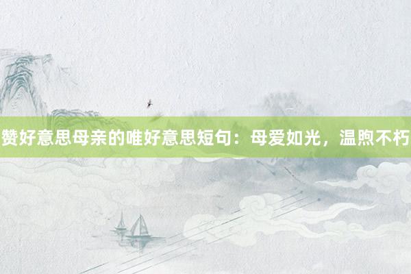 赞好意思母亲的唯好意思短句：母爱如光，温煦不朽